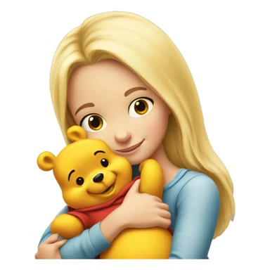 pretty long blonde girl hugging winnie the pooh sticker