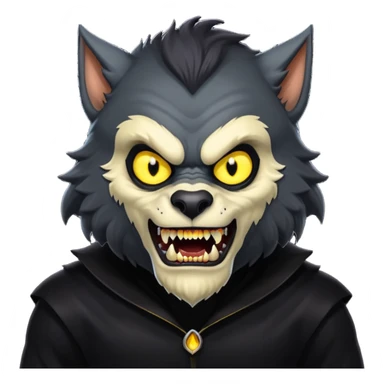 The Werewolf from Universal Monsters with dark brown fur, black silk outfit sticker