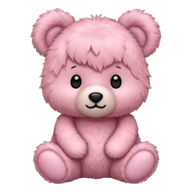 soft pink teddy bear, floral neck pillow, iPhone emoji style, minimal details sticker