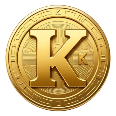Kaspa cryptocurrency coin with the letter K logo sticker