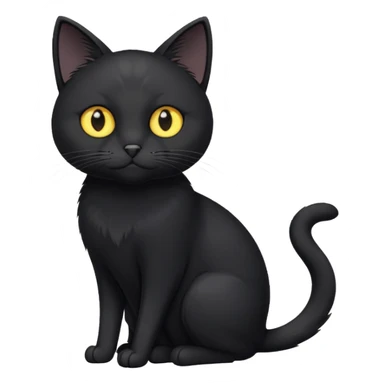 create an image of a black cat with yellow eyes and a white spot on the chest the cat is sitting looking forward in illustration style sticker