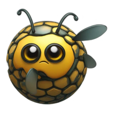 3d sphere with a cartoon Bee skin texture with Eye of Horus sticker