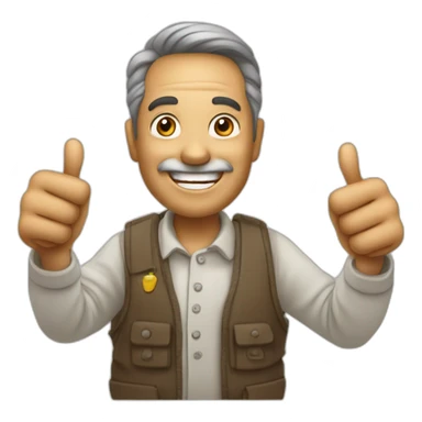 draw a man 50 years old who is smiling and holding png his thumb up, the smiley face implies agreement or affirmation sticker