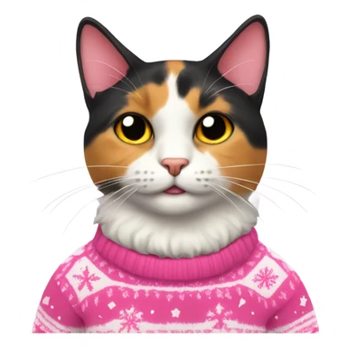 Calico cat wearing pink Xmas sweater sticker
