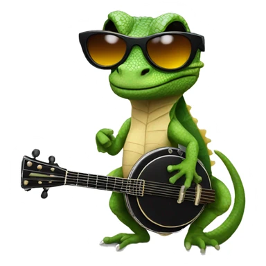 Lizard w a banjo and black sunglasses sticker