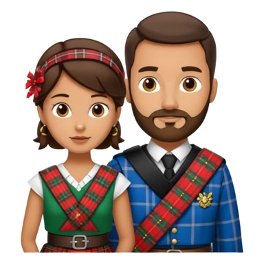 scottish man with stubble in kilt with brunette wife sticker