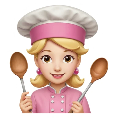 Pink chef hat princess peach with a spoon sticker