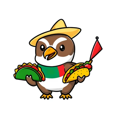 Mexican flag with eagle holding a taco instead of a snake sticker