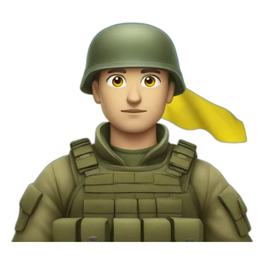 Ukrainian soldier against the background of the Ukrainian flag sticker