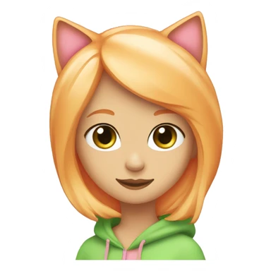 orange cat with a blonde hair green eyes girl with pink cover sticker