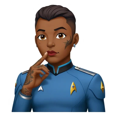 Star Trek officer with tattoos blowing a kiss  sticker