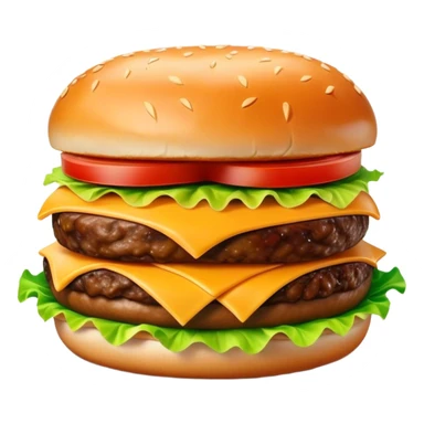 Cinematic Realistic Cheeseburger Dish Emoji, showcasing a juicy burger layered with cheese, lettuce, and tomato on a toasted bun rendered with lifelike detail and vibrant, inviting lighting. sticker