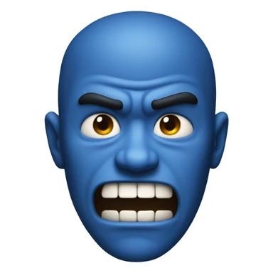 angry, yet determined blue person with teeth only showing from the right side of his face sticker