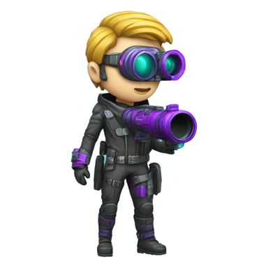 Secret human agent with  cyberpunk elements with a spyglass looking reviewing multicolor lines of code, cyan and purple colors sticker