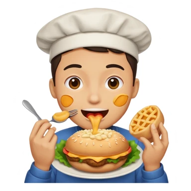 Stuffing face with food emoji sticker