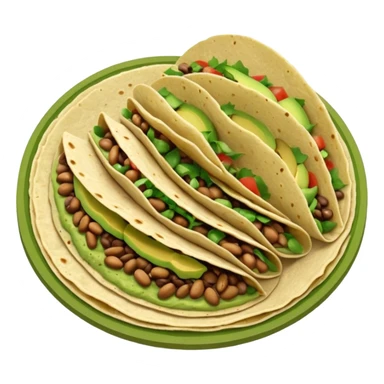 Mexican tacos filled with nopales, beans, and avocado, in soft corn tortillas sticker