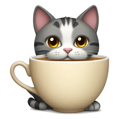 A cat drinking a cup of tea  sticker