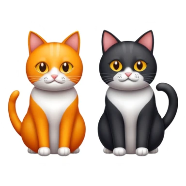 Gato naranja y gato negro del mismo tamaño  sticker