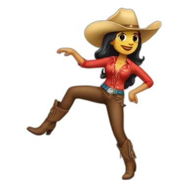 dancing salsa girl cowboy sticker