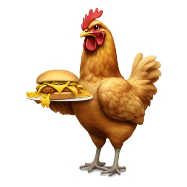 A chicken eating mcdonalds sticker
