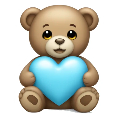 Teddy bear holding light blue  heart sticker
