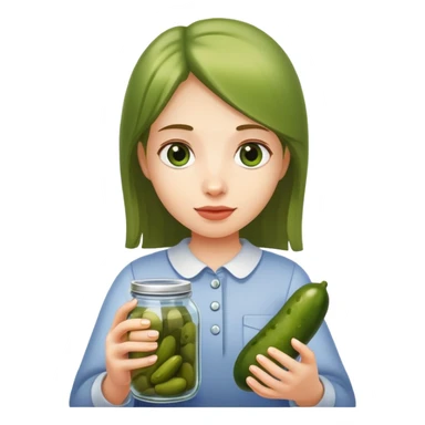 Girl holding a pickle jar sticker