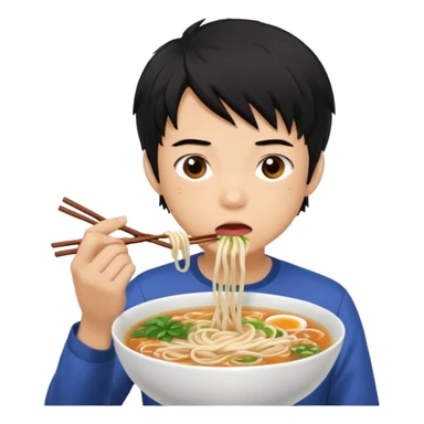 can you generate me a avatar of a male eating a bowl of pho? make it more anime. Make the person slurping on the noodles sticker