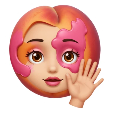 Peach with hand print on face sticker