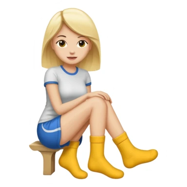 Femme blonde déguisée en  chaussette géante sticker