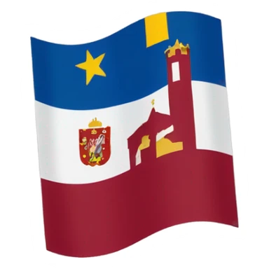 region de murcia flag with the style of iOS flag emojis. region de murcia is a region of spain which flag is composed by a burgundy color background, 4 towers in the top-left and 7 crowns in the bottom-right sticker