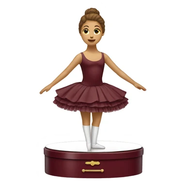 burgundy music box with white ballerina standing back sticker