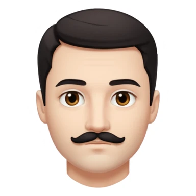 Very pretty handsome bratz man, with black black black eyes,  short dark hair, short black mustache , pale skin, defined jawline sticker