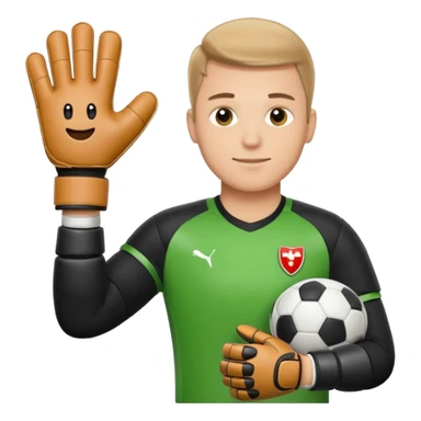 Football goalkeeper gloves with man goalkeeper and small emoji sticker