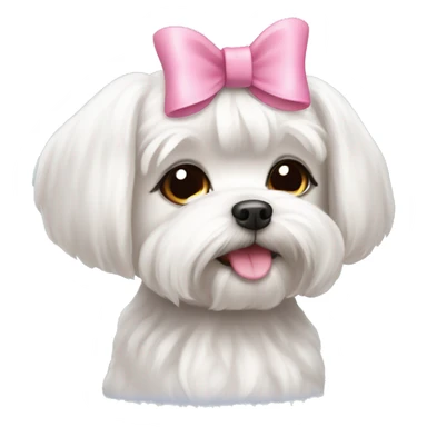 a cute maltese dog with a pink bow  sticker