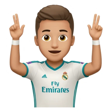 Jude Bellingham, English footballer, in a Real Madrid kit, celebrating a goal, emoji style sticker