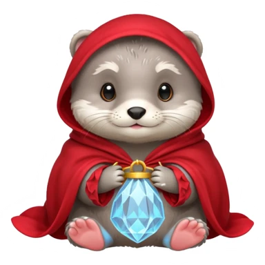 baby grey otter, in magic red cloak sticker