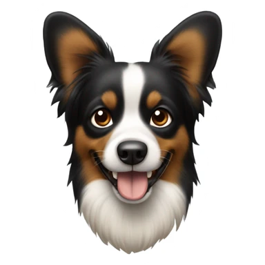 Perro papillon negro y marrón con la lengua fuera sticker