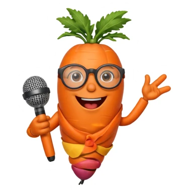 singing carrot wearing glasses with microphone sticker