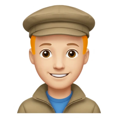 a bald man wearing a flap cap looking really hopeful sticker