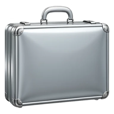 A luxury briefcase emoji made of polished silver chrome, smooth rectangular shape, metallic reflections, minimal high-end design, swag business aesthetic, iOS emoji style, centered, clean white background
 sticker