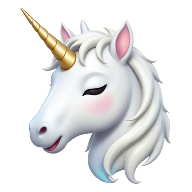 Cinematic Cute Yawning White Unicorn Portrait Emoji, Head tilted slightly with a dramatic, wide-open yawn, showcasing a softly elegant form with a gently cascading mane, a subtly glowing horn and sleepy, half-closed eyes, Simplified yet irresistibly adorable features, highly detailed, glowing with a soft, cozy magical glow, high shine, relaxed yet expressive, stylized with a dash of whimsical enchantment, soft glowing outline, capturing the essence of a drowsy yet affectionate white unicorn that appears ready to stretch and yawn its way out of the screen! sticker