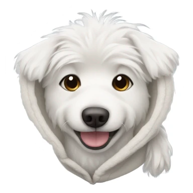 Fluffy white dog in a hoodie sticker