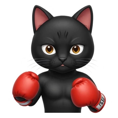 Black cat wearing boxing gloves sticker