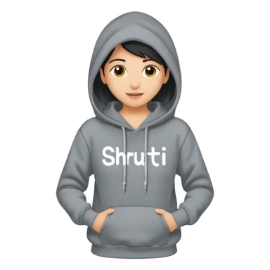 Make a hoodie with shruti written on it with exact spelling and only hoodie without model sticker