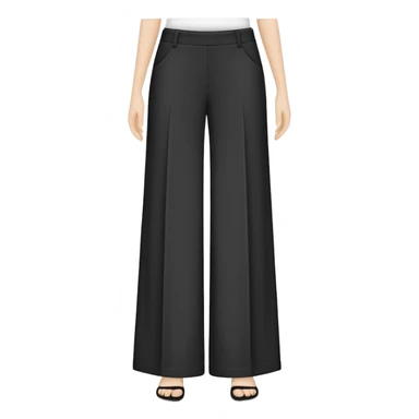 only black wide leg pants, flat product photography, plain garment item isolated on white, no human elements, no limbs, just the pants sticker