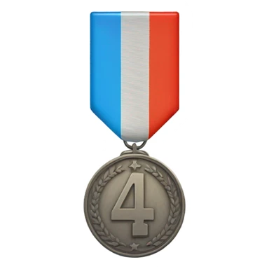 4th place medal that looks faded, grey, or bland so that it is clearly worse than the first three places. sticker