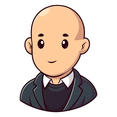 bald man, cartoonish sticker style sticker