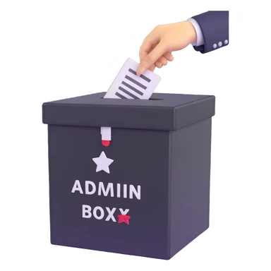 3D ballot box with Admin Bewerbungen sign sticker