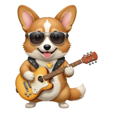 A cute corgie playing the guitar like a rockstar sticker