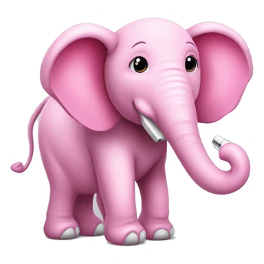 Schattige roze olifant met koptelefoon sticker